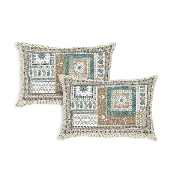 Brown_Cotton_Heritage_Mosaic_Harmony_Double_Bedsheet_With_Pillow_Cover